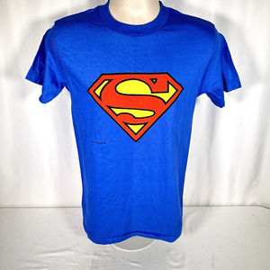 Vintage Superman Single Stitch Mens S Blue T Shirt Top 80’s Anvil USA Made HTF